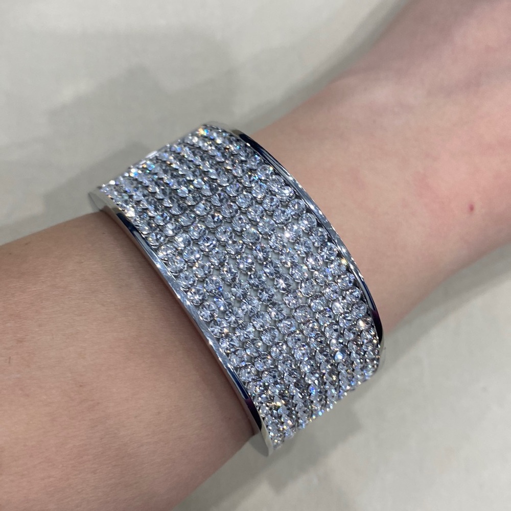 Swarovski Crystal Silver Thick Bracelet